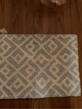 Ralph Lauren Blue and Cream Diamond-Pattern Bath Mat